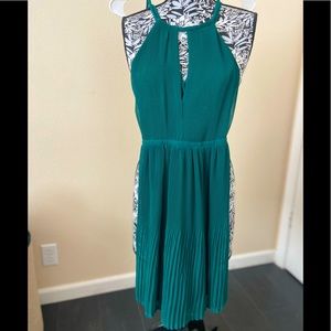 H&M pleated dark green short, strappy dress